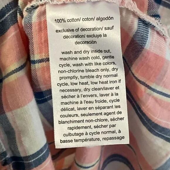 Tommy Hilfiger Pink & Navy Plaid Zip-Up Blouse Size Small - Picture 5 of 6